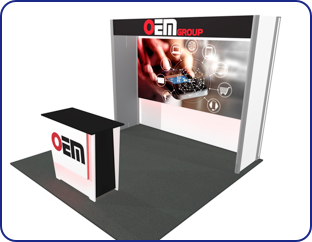 EZ6 Bodega - $2,160 turnkey rental price
graphic packages start at $216!
2 counters for tons of storage
slatwall in center of backwall for small merch. display
center header for I.D.
4 literature shelves
side panels for informational graphics.